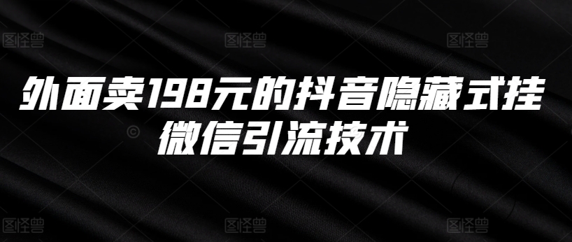 外边卖198块的抖音隐藏式挂微信加粉技术性-韬哥副业项目资源网