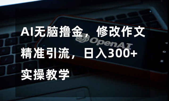 AI没脑子撸金，修改作文精准引流方法，日入300 ，实际操作课堂教学【揭密】-暖阳网-优质付费教程和创业项目大全-韬哥副业项目资源网