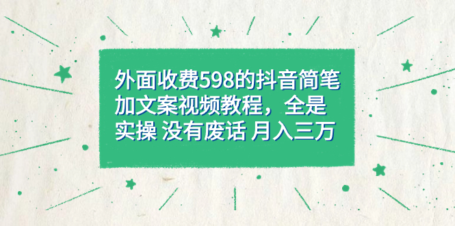 （7327期）外边收费标准598抖音简笔加文案教程，都是实际操作 并没有空话 月入三万（实例教程 材料）-韬哥副业项目资源网