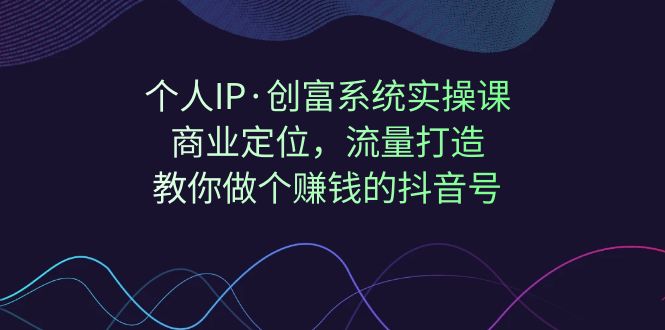 （7187期）本人IP·财富系统软件实操课：商业定位，总流量打造出，手把手带你个挣钱的抖音帐号-韬哥副业项目资源网