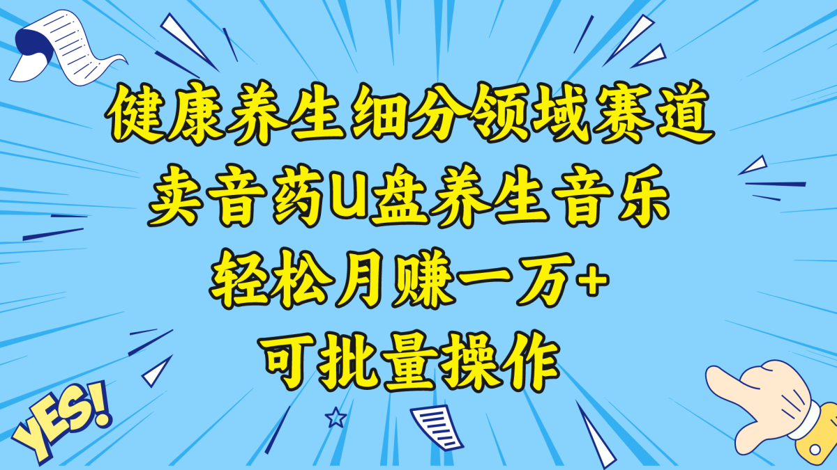 （8503期）养生保健细分行业跑道，卖音药U盘养生音乐，轻轻松松月赚一万 ，可批量处理-韬哥副业项目资源网