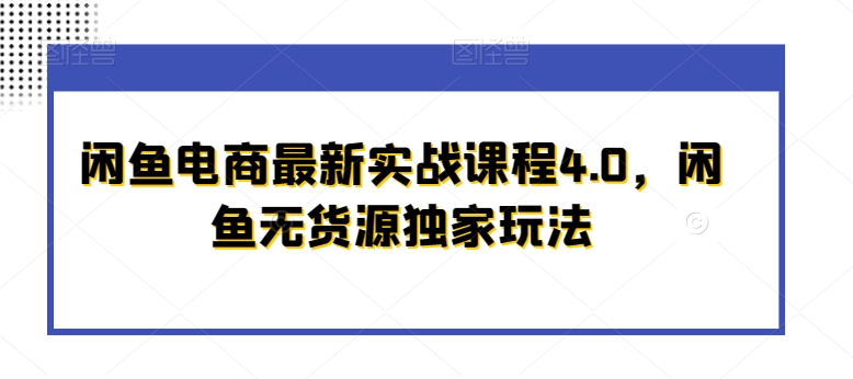 闲鱼电商最新实战课程4.0，闲鱼无货源独家玩法-韬哥副业项目资源网