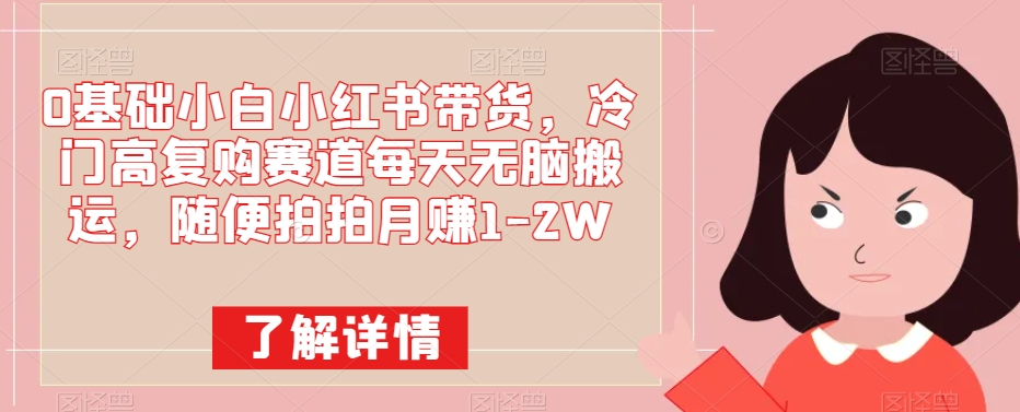0基本小白小红书卖货，小众高回购跑道每日没脑子运送，随便拍拍月赚1-2W-韬哥副业项目资源网