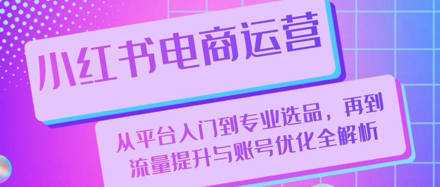 小红书电商运营：从平台入门到专业选品，再到流量提升与账号优化全解析-韬哥副业项目资源网