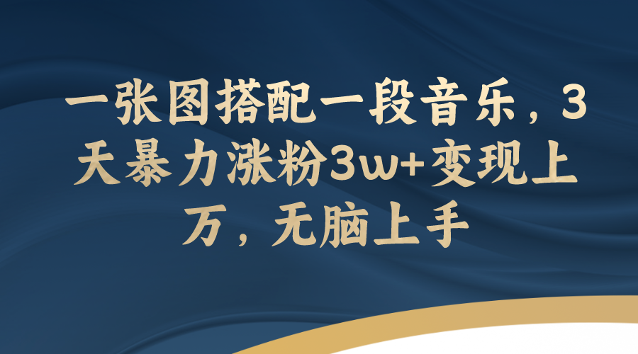 （7674期）一张图组合一段歌曲，3天暴力行为增粉3w 转现过万，没脑子入门-韬哥副业项目资源网
