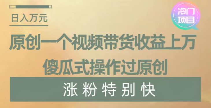 原创一个视频带货收益上万，傻瓜式操作过原创，几分钟做一个视频涨粉特别快【揭秘】-韬哥副业项目资源网
