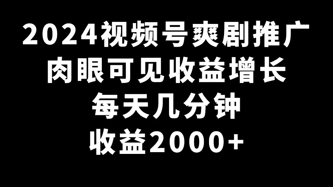 （9028期）2024微信视频号爽剧营销推广，很明显的盈利提高，每日数分钟盈利2000-韬哥副业项目资源网
