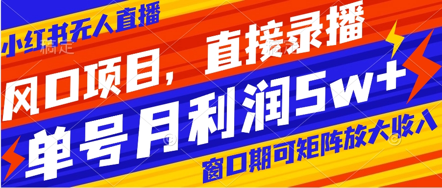 （8196期）风口项目，小红书无人直播带货，直接录播，可矩阵，月入5w+-暖阳网-优质付费教程和创业项目大全-韬哥副业项目资源网