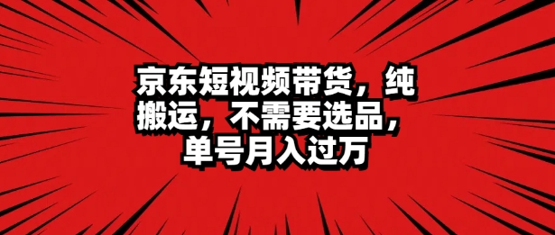 京东商城短视频达人卖货 没脑子运送 不用选款 引流矩阵实际操作 运单号一周破万-韬哥副业项目资源网