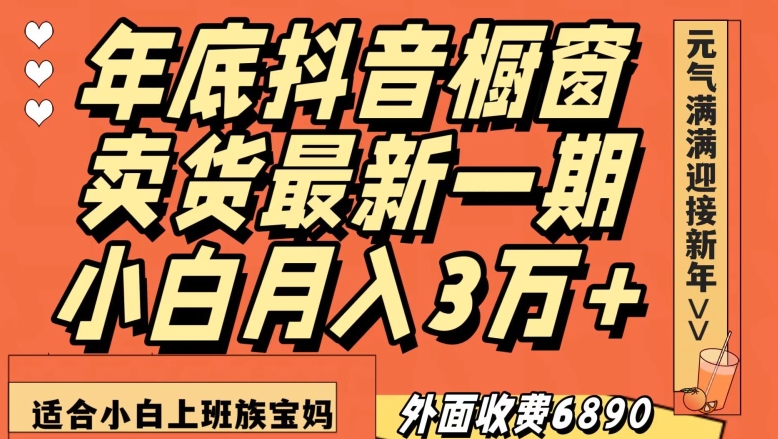 外面收费6890元年底抖音橱窗卖货最新一期，小白月入3万，适合小白上班族宝妈【揭秘】-韬哥副业项目资源网