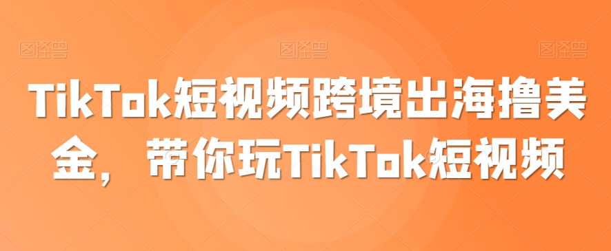 TikTok短视频跨境出海撸美金，带你玩TikTok短视频-韬哥副业项目资源网