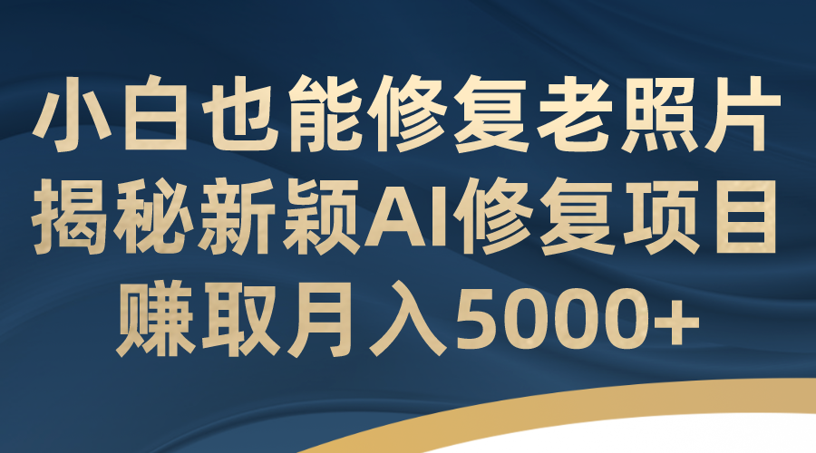 （7072期）小白也能修复老照片！揭秘新颖AI修复项目，赚取月入5000+-韬哥副业项目资源网