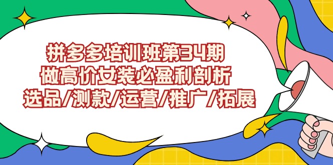 （9333期）拼多多培训班第34期：做高价位品牌女装必赢利分析  选款/选款/经营/营销推广/扩展-韬哥副业项目资源网