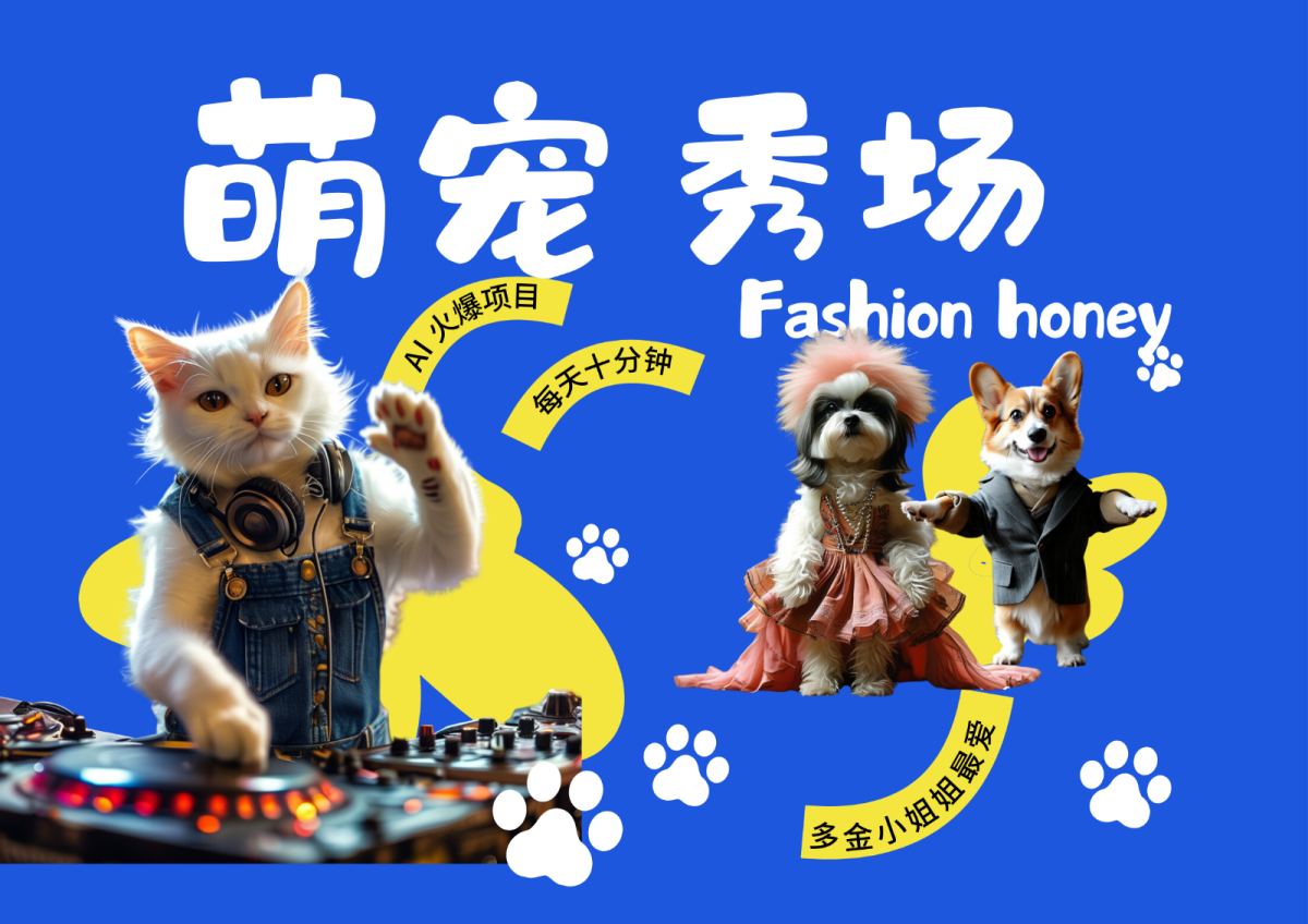 酷飒动物跳舞t台走秀  时尚潮流喵FASHION汪 有钱漂亮小姐姐最喜欢的 轻轻松松月入破W-韬哥副业项目资源网