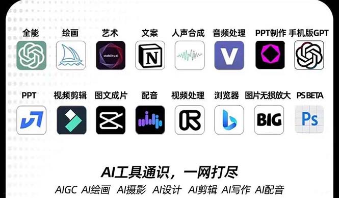 （7679期）AIGC-全能型夏令营第3期：一次把握14大流行AI专用工具，A1专用工具通识类，一网打尽-韬哥副业项目资源网