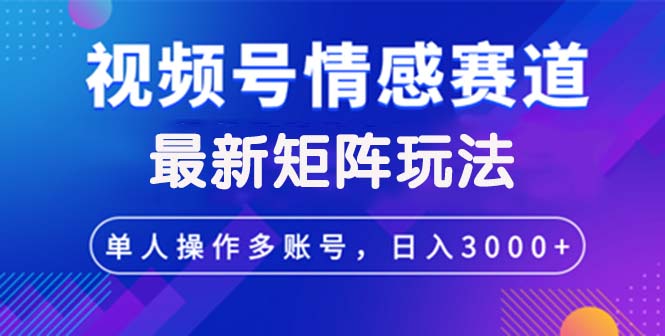 （12609期）视频号创作者分成情感赛道最新矩阵玩法日入3000+-韬哥副业项目资源网