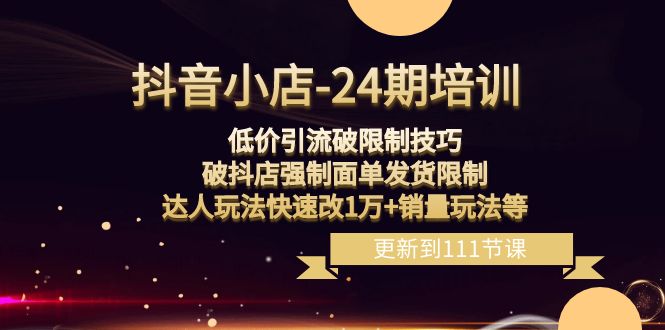 （8394期）抖店-24期：低价引流破限定方法，破抖音小店强制性快递面单安排发货限定，大咖游戏玩法…-韬哥副业项目资源网