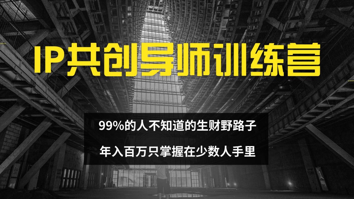 （12504期）IP共创导师训练营 99%的人不知道的生财野路子 只掌握在少数人手里-韬哥副业项目资源网