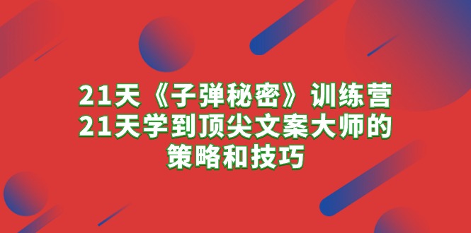 （10210期）21天《子弹秘密》夏令营，21天学习到顶尖文案高手的思路与技巧-韬哥副业项目资源网