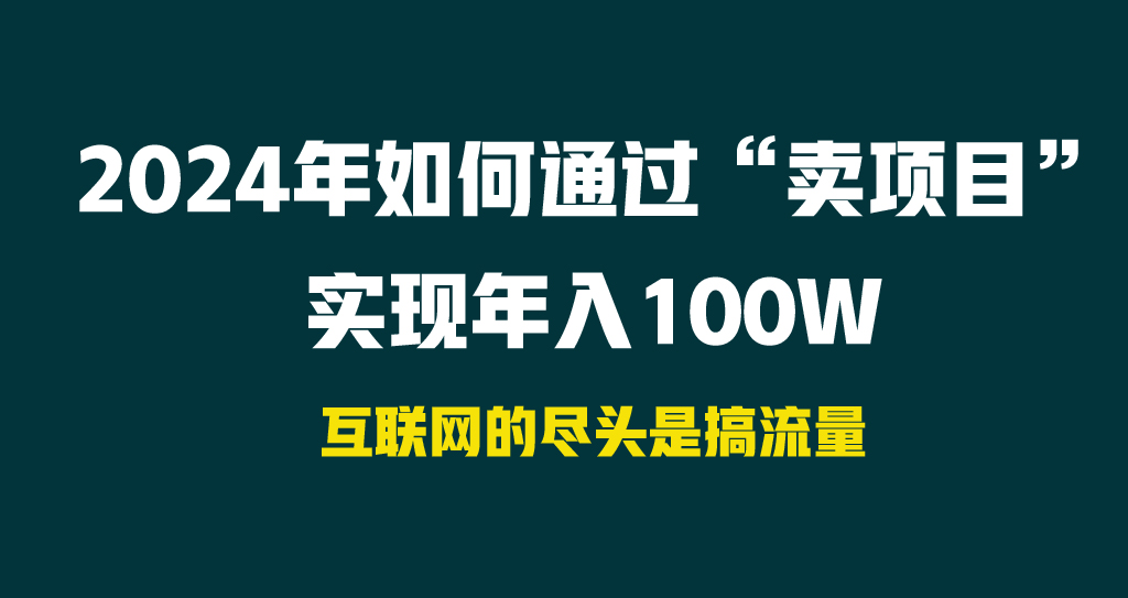 （9147期） 2024年怎样通过“卖项目”完成年收入100W-韬哥副业项目资源网