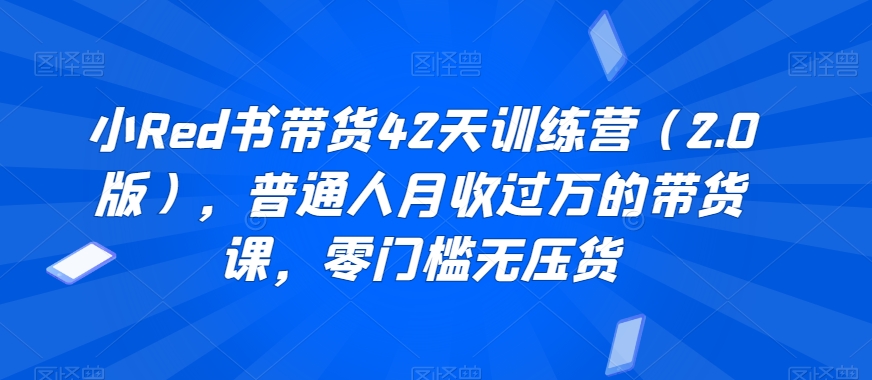 小Red书带货42天训练营（2.0版），普通人月收过万的带货课，零门槛无压货-韬哥副业项目资源网