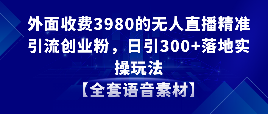 （8830期）无人直播精准引流方法自主创业粉，日引300 落地式实际操作游戏玩法【整套语音素材】-韬哥副业项目资源网