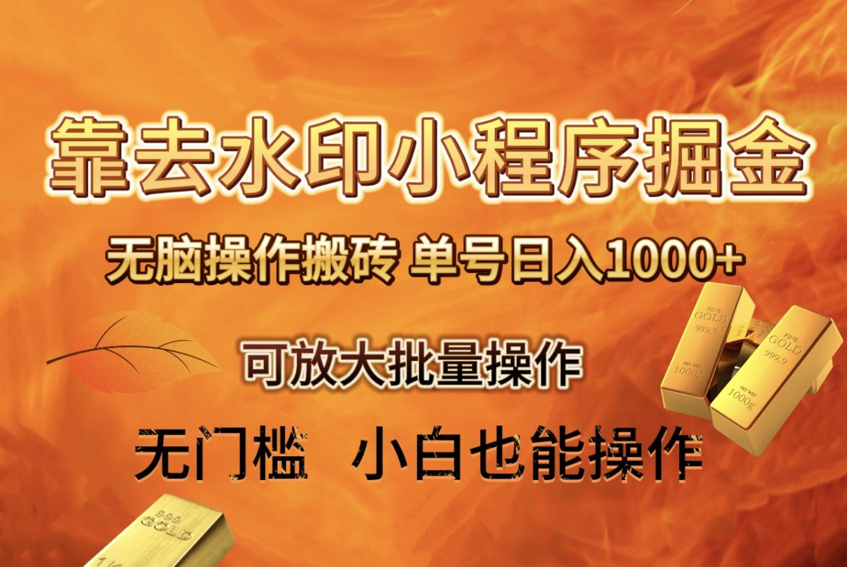 （8339期）去水印小程序 拼多多平台 没脑子打金 ，运单号日入1000  家庭保姆级实例教程 可变大批量处理-韬哥副业项目资源网