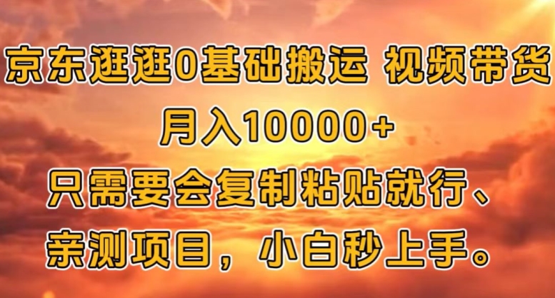 京东商城逛一逛0基本运送短视频带货【手机赚钱】月入1w-韬哥副业项目资源网