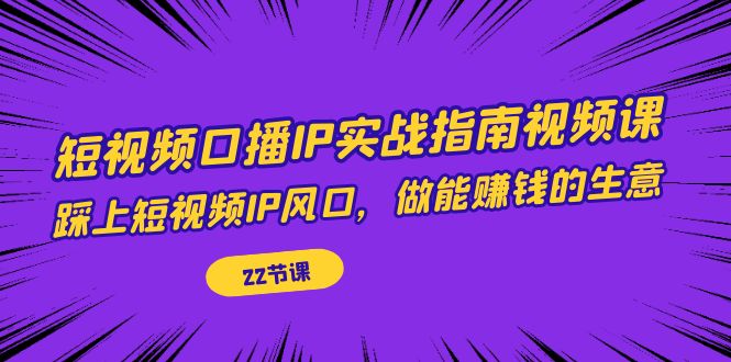 （7202期）小视频口播文案IP实战演练手册视频课程，踩上小视频IP出风口，做能赚钱的生意（22堂课）-韬哥副业项目资源网