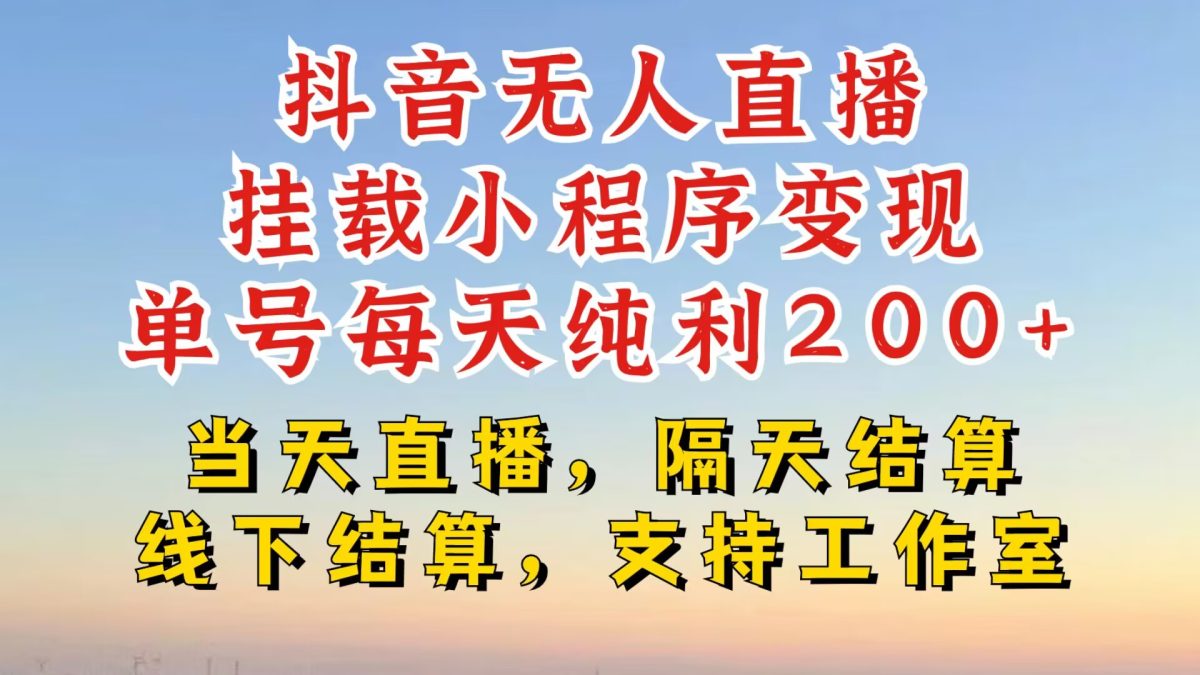 抖音无人在线初始化微信小程序，零粉号一天转现二百多，不违规也防封号，一场挂十个小时发展【揭密】-韬哥副业项目资源网