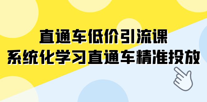 （7698期）淘宝直通车-低价引流课，系统性学习淘宝直通车精准推送（14堂课）-韬哥副业项目资源网