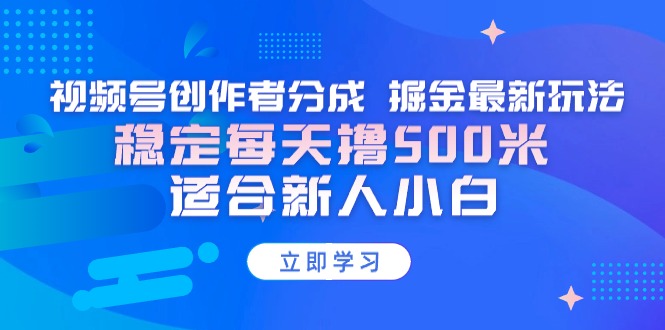 （9185期）【蓝海项目】视频号创作者分成 掘金最新玩法 稳定每天撸500米 适合新人小白-韬哥副业项目资源网