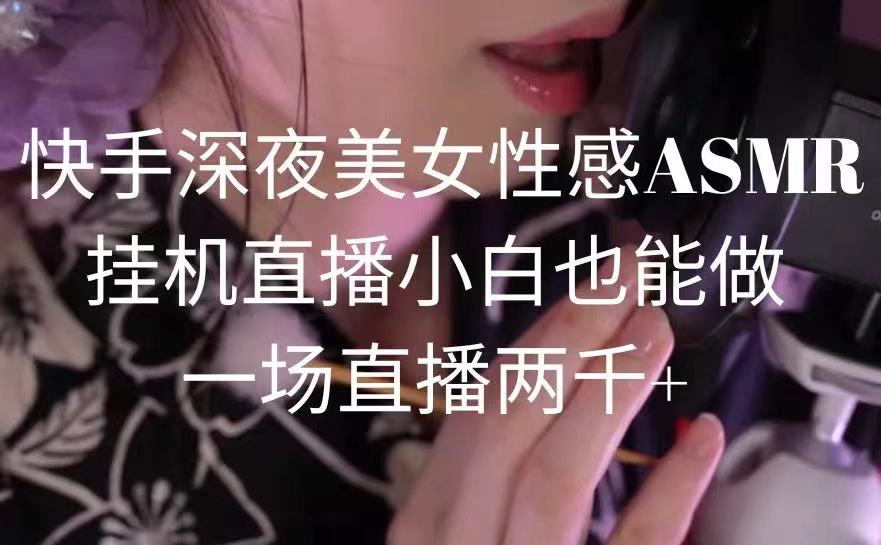 （9243期）快手视频深更半夜美女性感ASMR放置挂机直播间，新手也可以做，一场直播2000-韬哥副业项目资源网