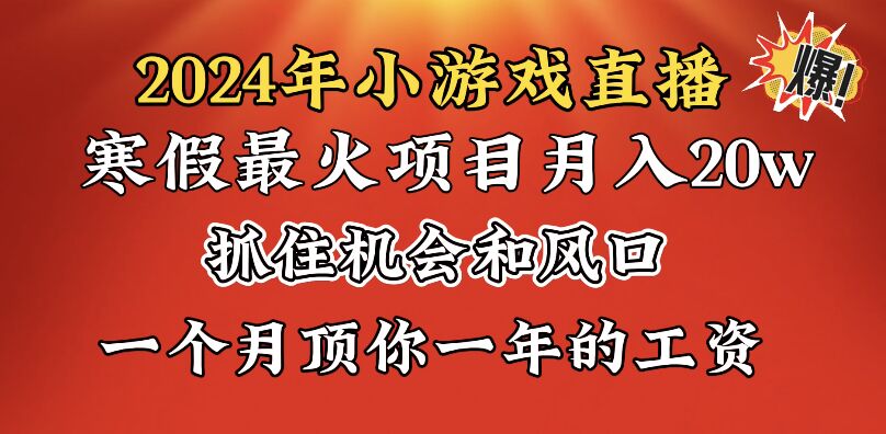 （8778期）2024年假期爆红新项目，小游戏直播月入20w ，懂得了以后我们将翻盘-韬哥副业项目资源网