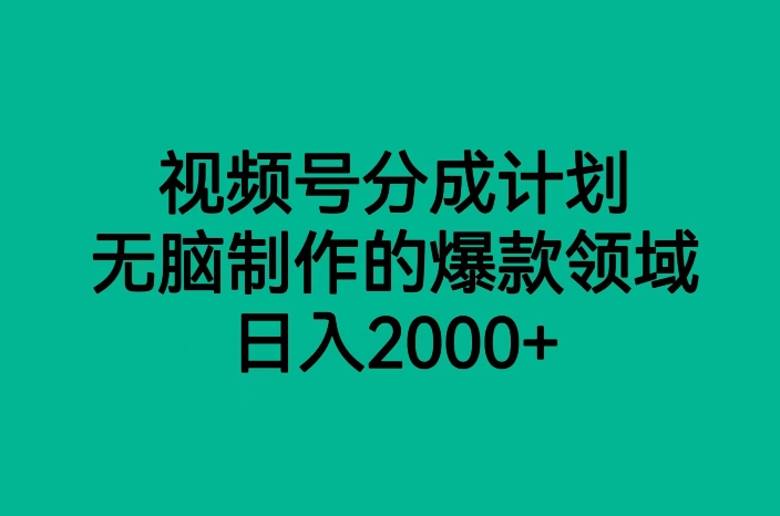 微信视频号分为方案，没脑子制做的爆款行业，日入2000-韬哥副业项目资源网