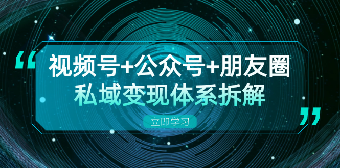 （13174期）视频号+公众号+朋友圈私域变现体系拆解，全体平台流量枯竭下的应对策略-韬哥副业项目资源网