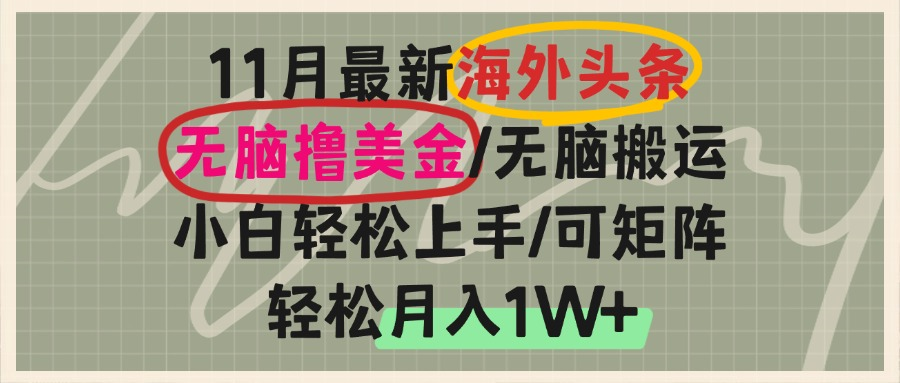 （13390期）国外今日头条，没脑子运送撸美元，新手快速上手，可引流矩阵实际操作，轻轻松松月入1W-韬哥副业项目资源网