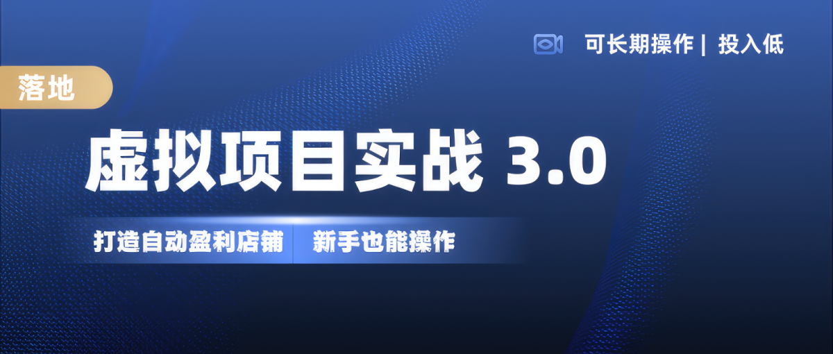 虚拟资源项目实际操作落地式 3.0,初学者快速上手，品类月入1W-韬哥副业项目资源网