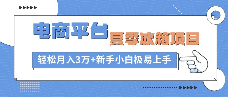 电子商务平台电冰箱新项目，新项目成本低，0成本支出，新手快速上手-韬哥副业项目资源网