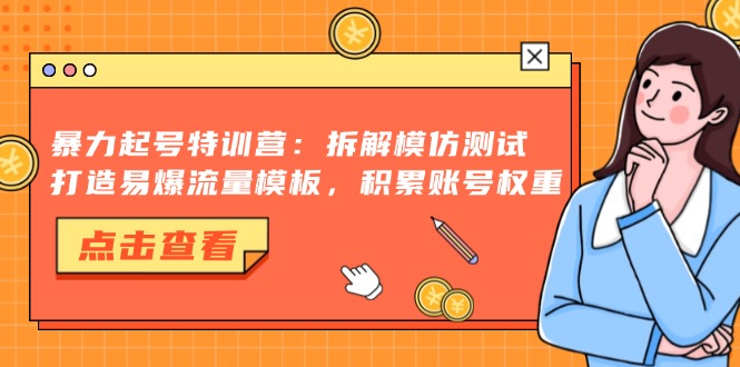 （13184期）暴力起号特训营：拆解模仿测试，打造易爆流量模板，积累账号权重-韬哥副业项目资源网