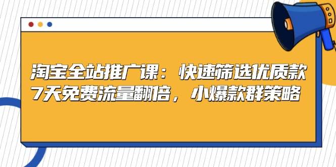 淘宝全站推广课：快速筛选优质款，7天免费流量翻倍，小爆款群策略-韬哥副业项目资源网
