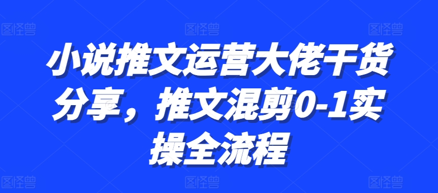 小说推文经营巨头满满干货，文章剪辑0-1实际操作全过程-韬哥副业项目资源网