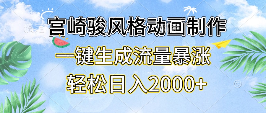 （13386期）宫崎骏风格动画制作，一键生成流量暴涨，轻松日入2000+-韬哥副业项目资源网