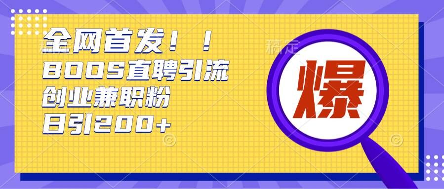 根据Boss直聘网，每日轻轻松松钓上200 好几条自主创业大咖的秘笈【揭密】-韬哥副业项目资源网