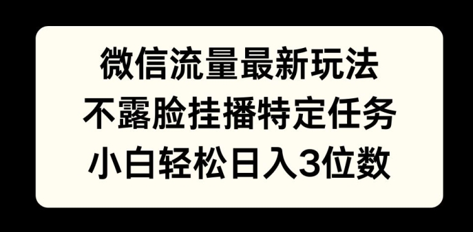 数据流量全新游戏玩法，不露脸直播游戏，新手轻轻松松日入3个数-韬哥副业项目资源网