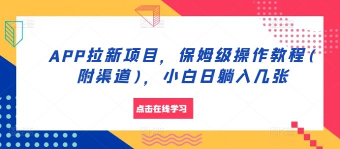 APP拉新项目,家庭保姆级实际操作实例教程(附方式),新手日躺入多张【揭密】-韬哥副业项目资源网