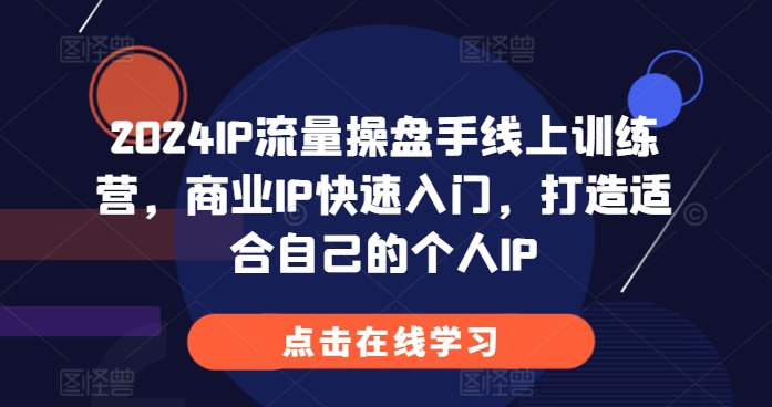 2024IP流量操盘手线上训练营，商业IP快速入门，打造适合自己的个人IP-韬哥副业项目资源网