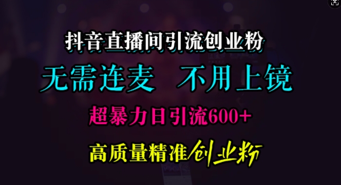 抖音直播引流方法自主创业粉，不用连麦直播、不用好看，超暴力行为日引流方法600 高品质精确自主创业粉【揭密】-韬哥副业项目资源网