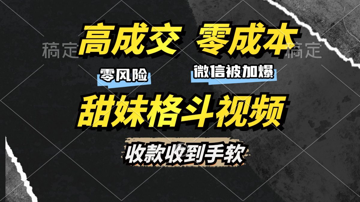 （13384期）高成交零成本，售卖甜妹格斗视频，谁发谁火，加爆微信，收款收到手软-韬哥副业项目资源网