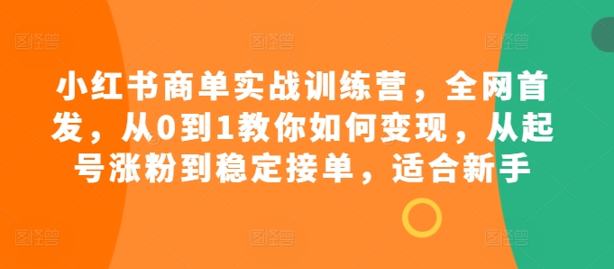 小红书的商单实战演练夏令营，独家首发，从0到1教大家如何盈利，从养号增粉到平稳接单子，适合新手-韬哥副业项目资源网